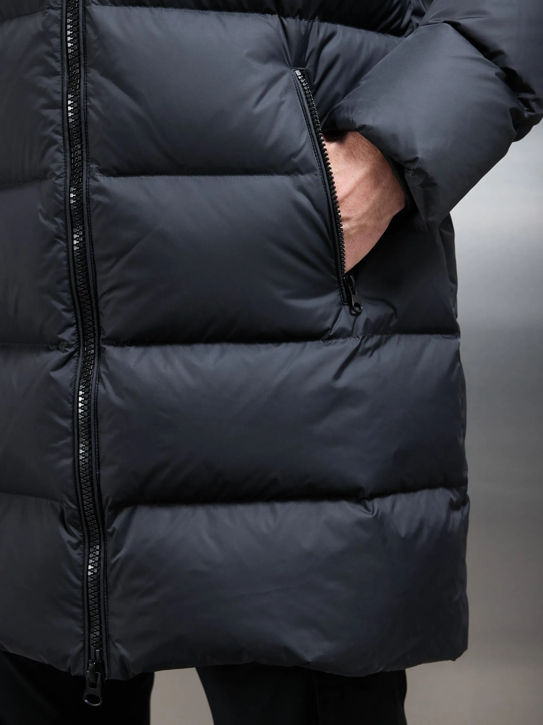 Mid Length Down Jacket - Midnight Black