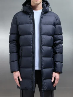 Mid Length Down Jacket - Navy
