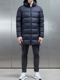 Mid Length Down Jacket - Navy