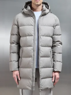 Mid Length Down Jacket - Taupe