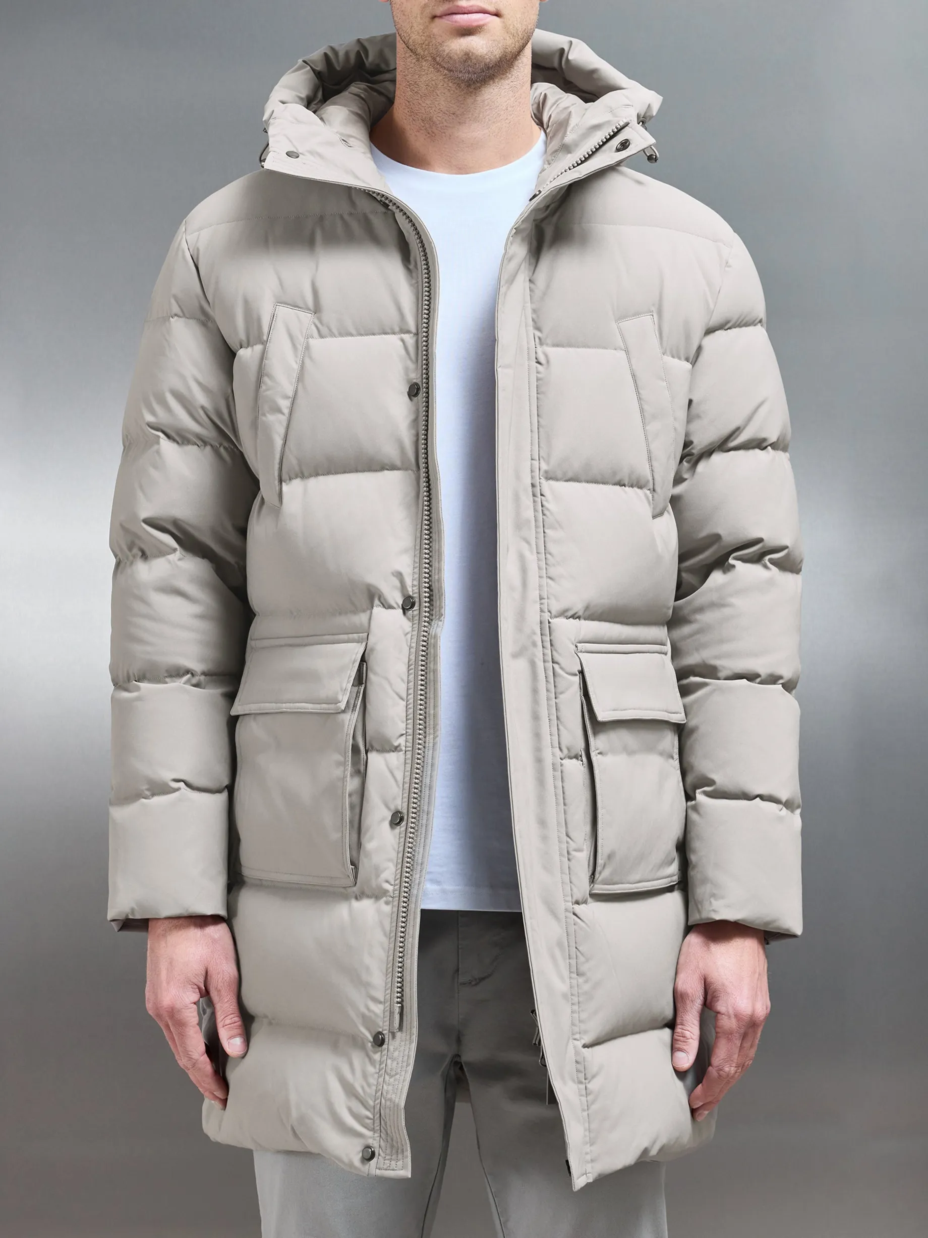 Mid Length Parka - Taupe