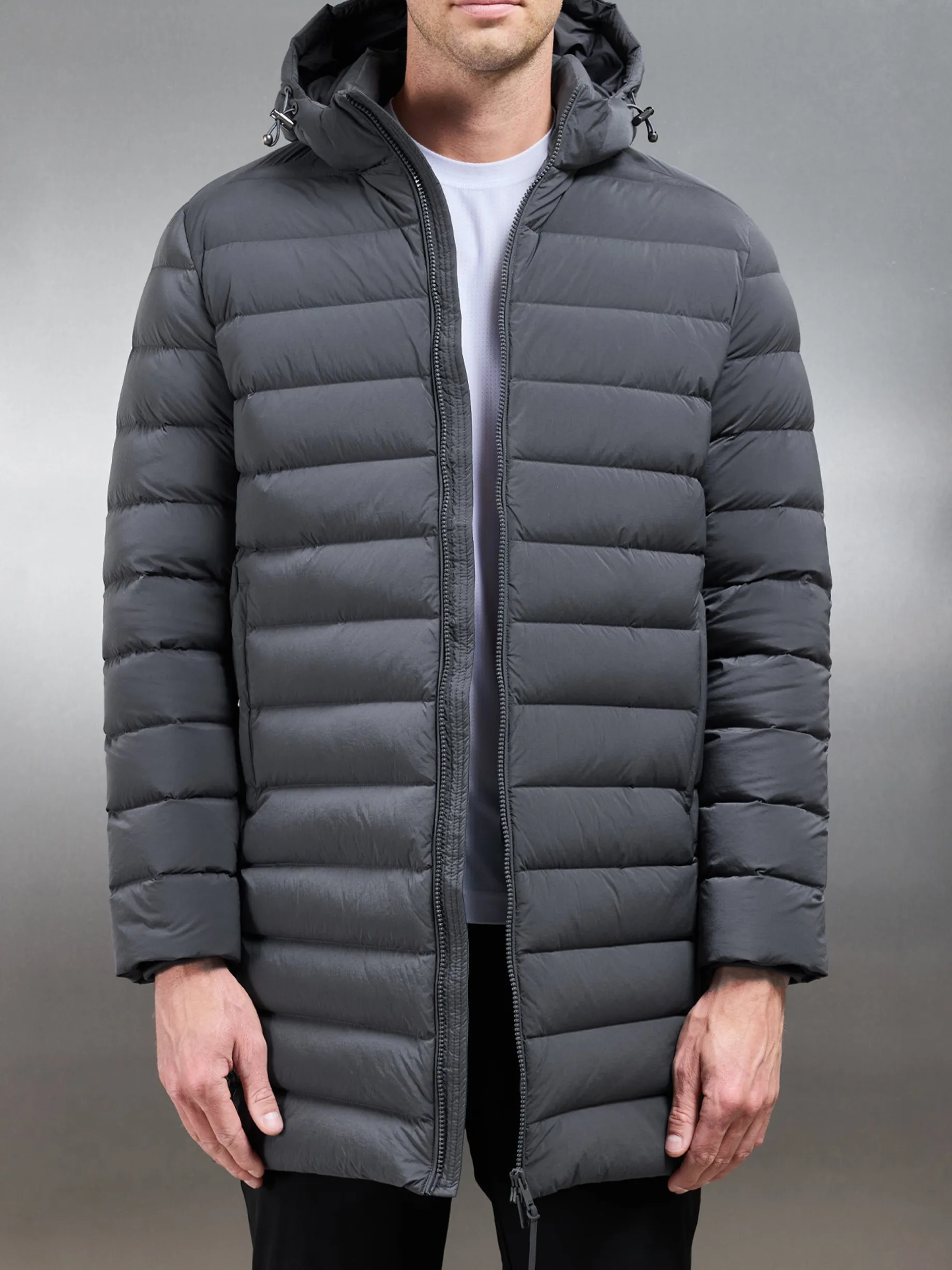 Mid Length Technical Down Jacket - Grey