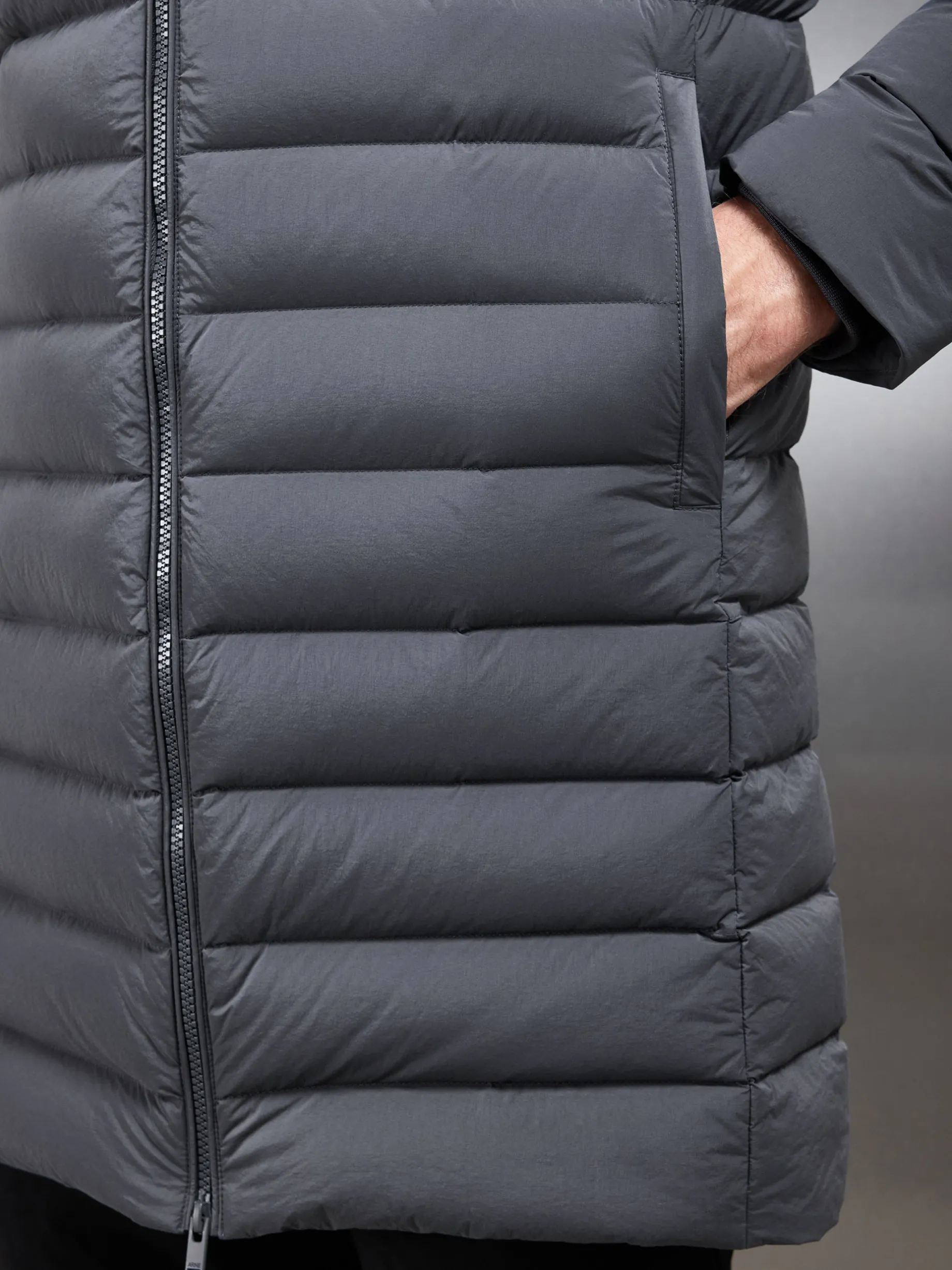 Mid Length Technical Down Jacket - Grey