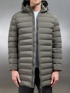Mid Length Technical Down Jacket - Olive