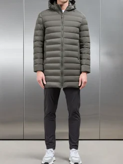 Mid Length Technical Down Jacket - Olive