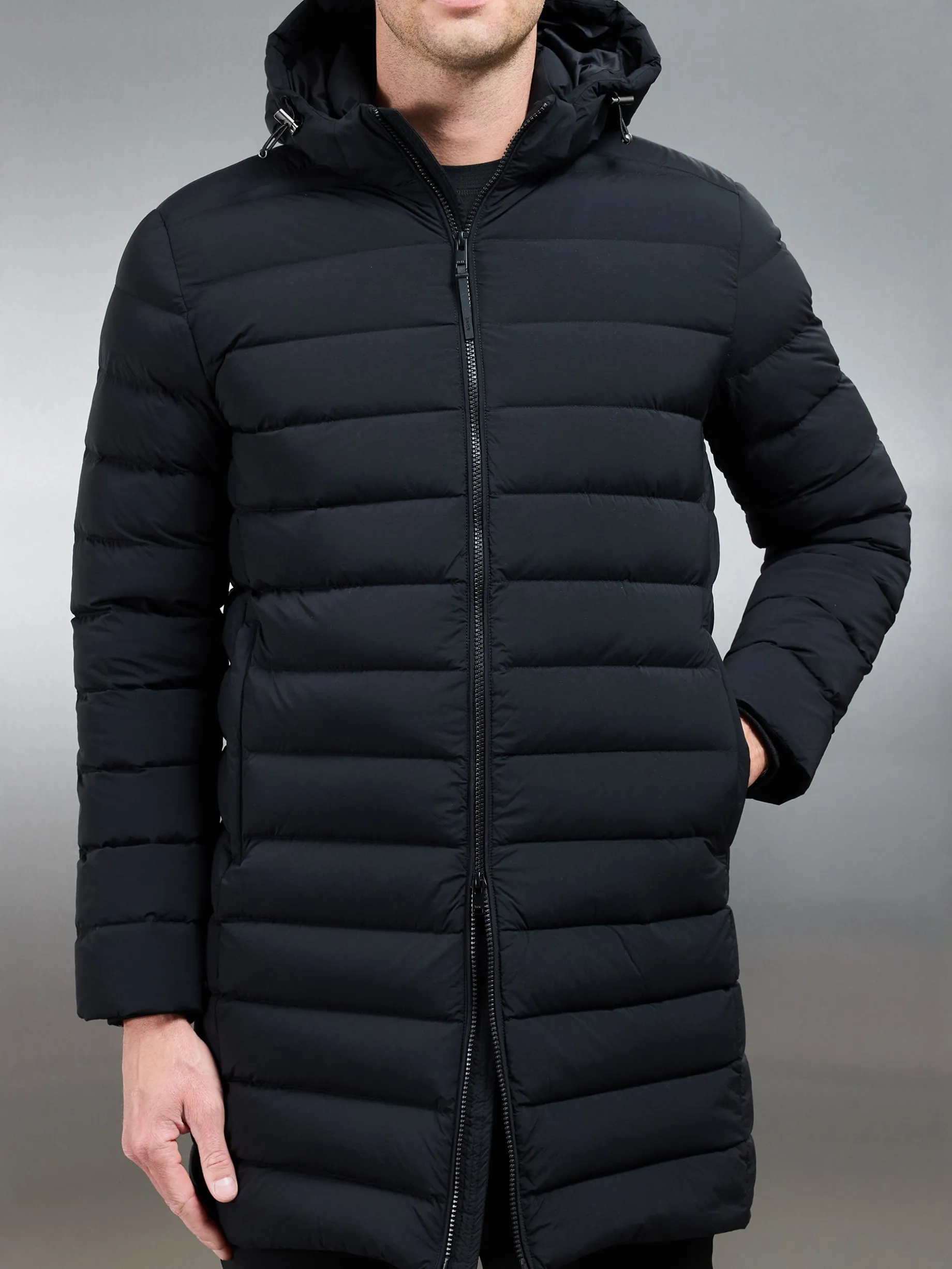 Mid Length Technical Down Jacket - Black