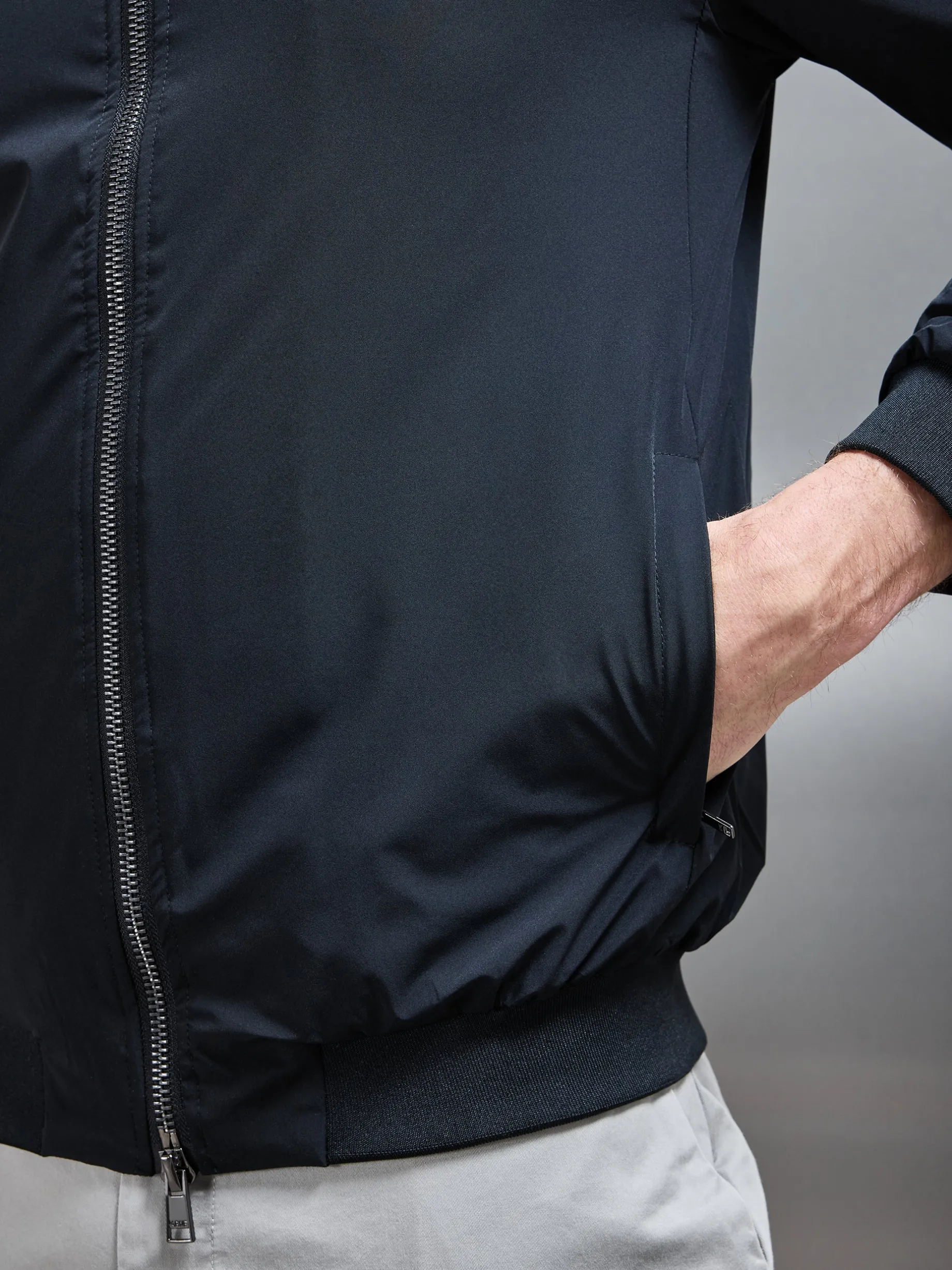 Nylon Padded Bomber Jacket - Black
