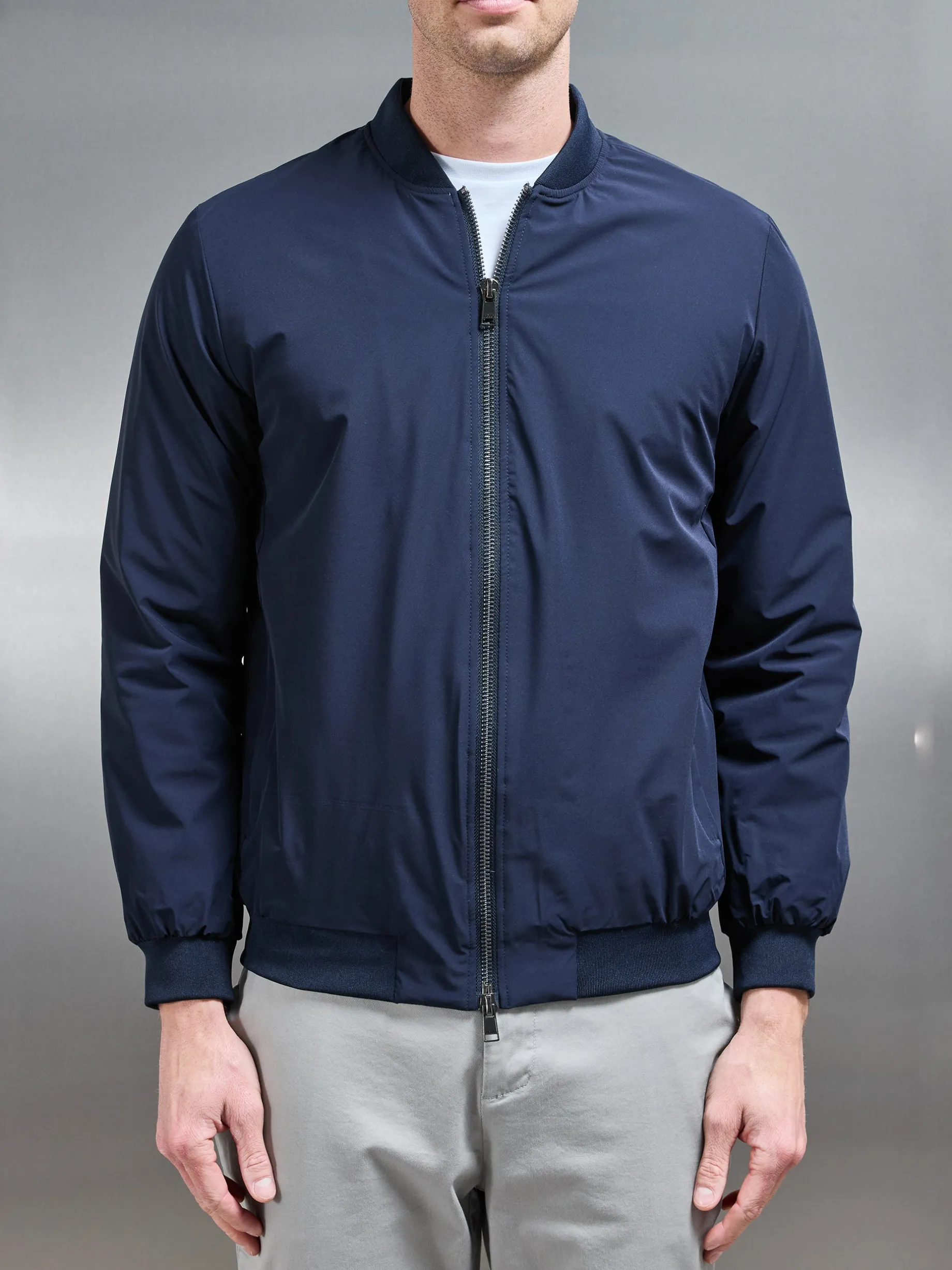 Nylon Padded Bomber Jacket - Navy