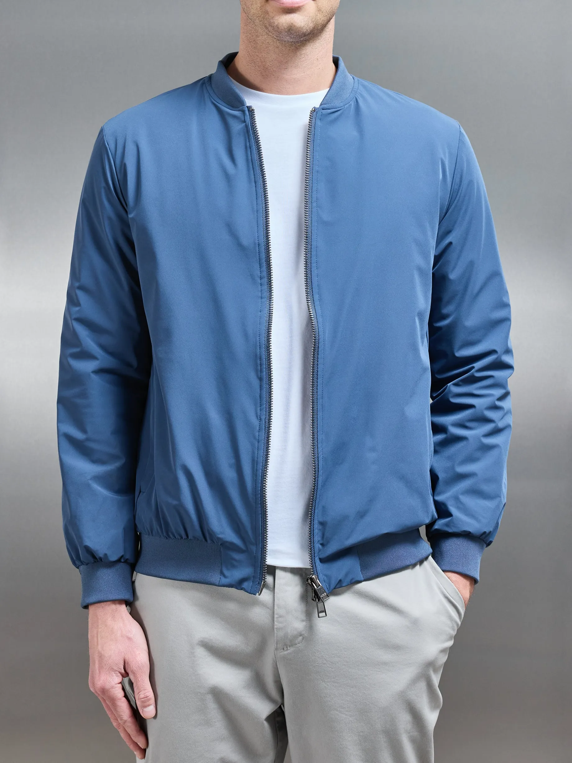 Nylon Padded Bomber Jacket - Air Force Blue