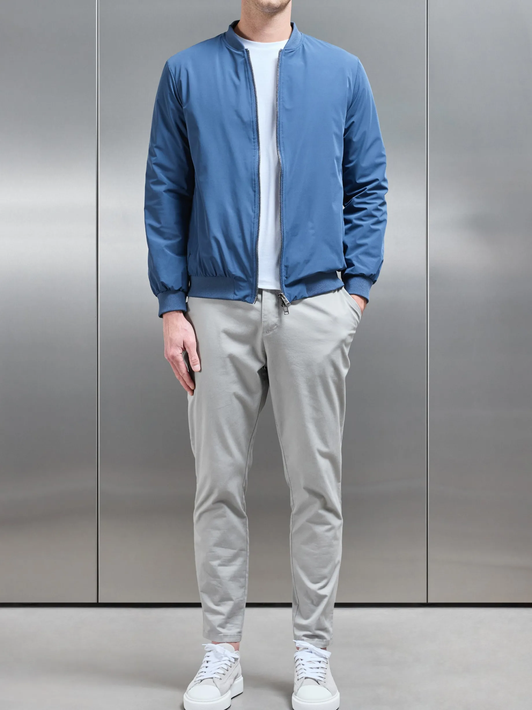 Nylon Padded Bomber Jacket - Air Force Blue