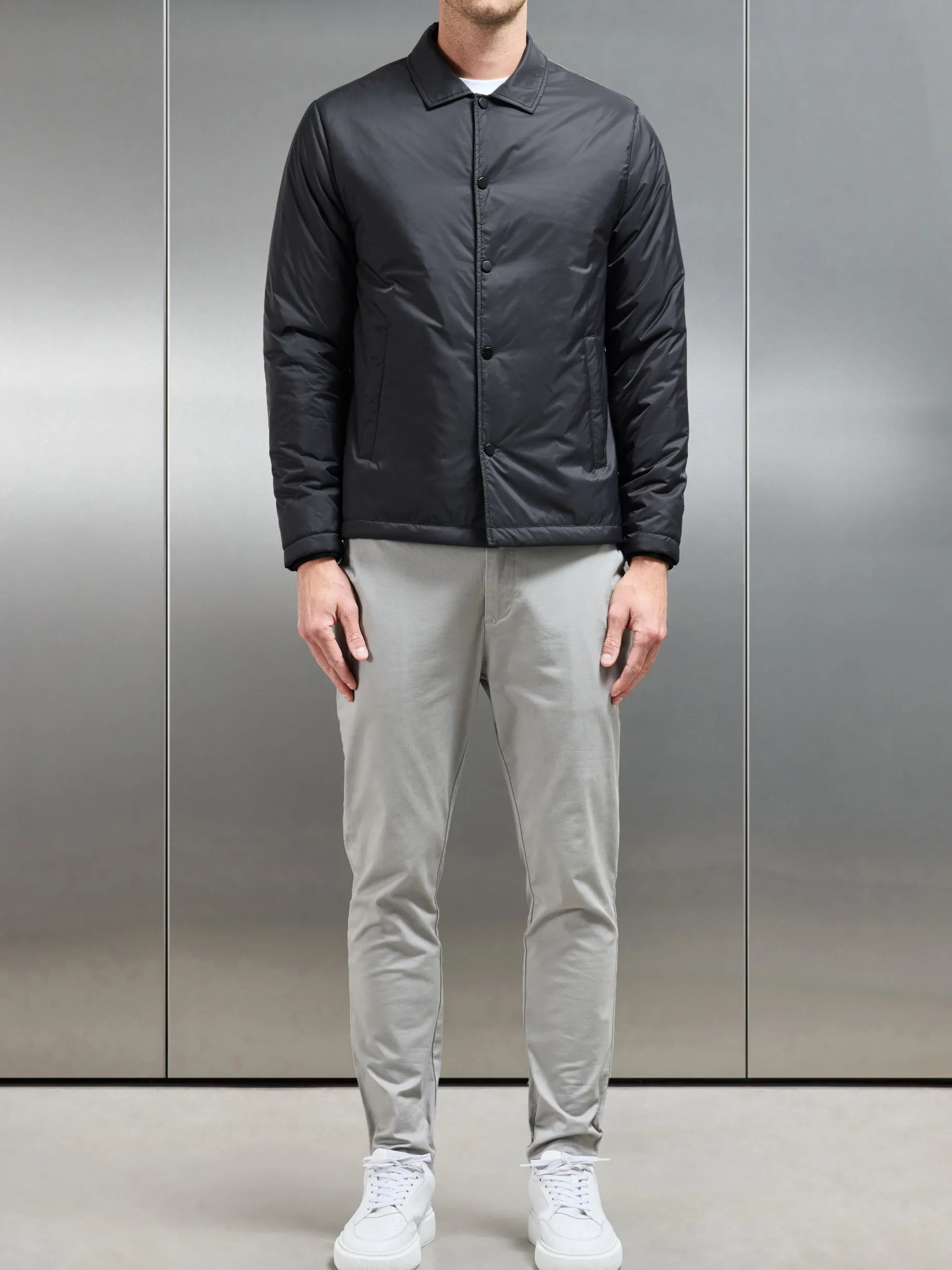 Padded Coach Jacket - Black