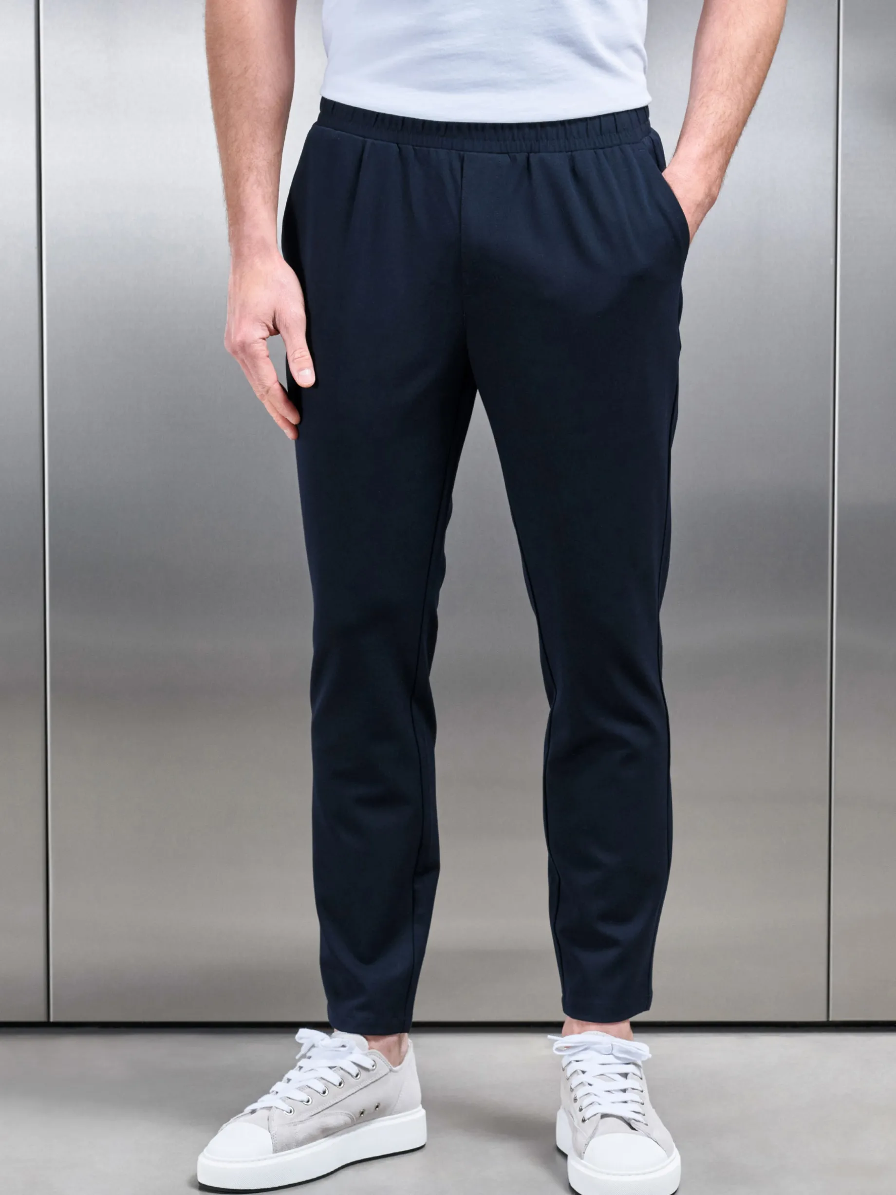 Pleated Drawstring Tailored Trouser - Navy