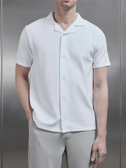 Pleated Revere Collar Shirt - White