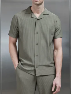 Pleated Revere Collar Shirt - Sage