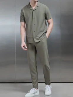 Pleated Revere Collar Shirt - Sage