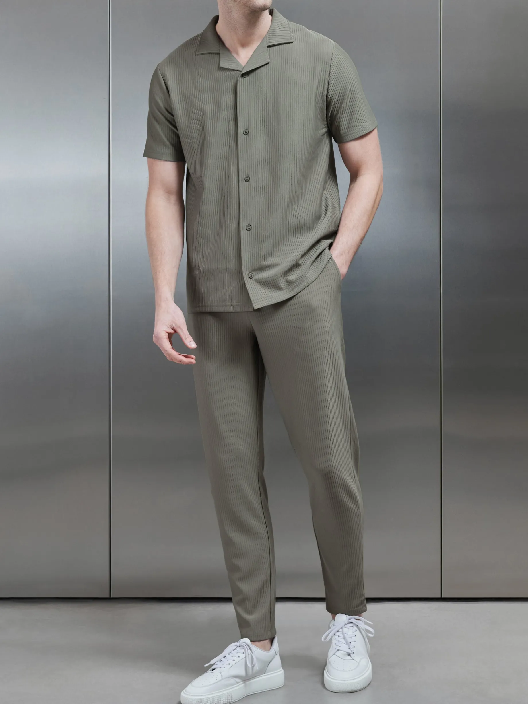 Pleated Revere Collar Shirt - Sage