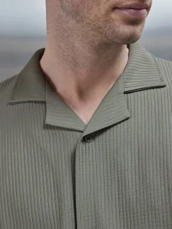 Pleated Revere Collar Shirt - Sage