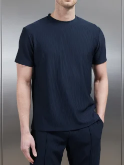 Pleated T-Shirt - Navy