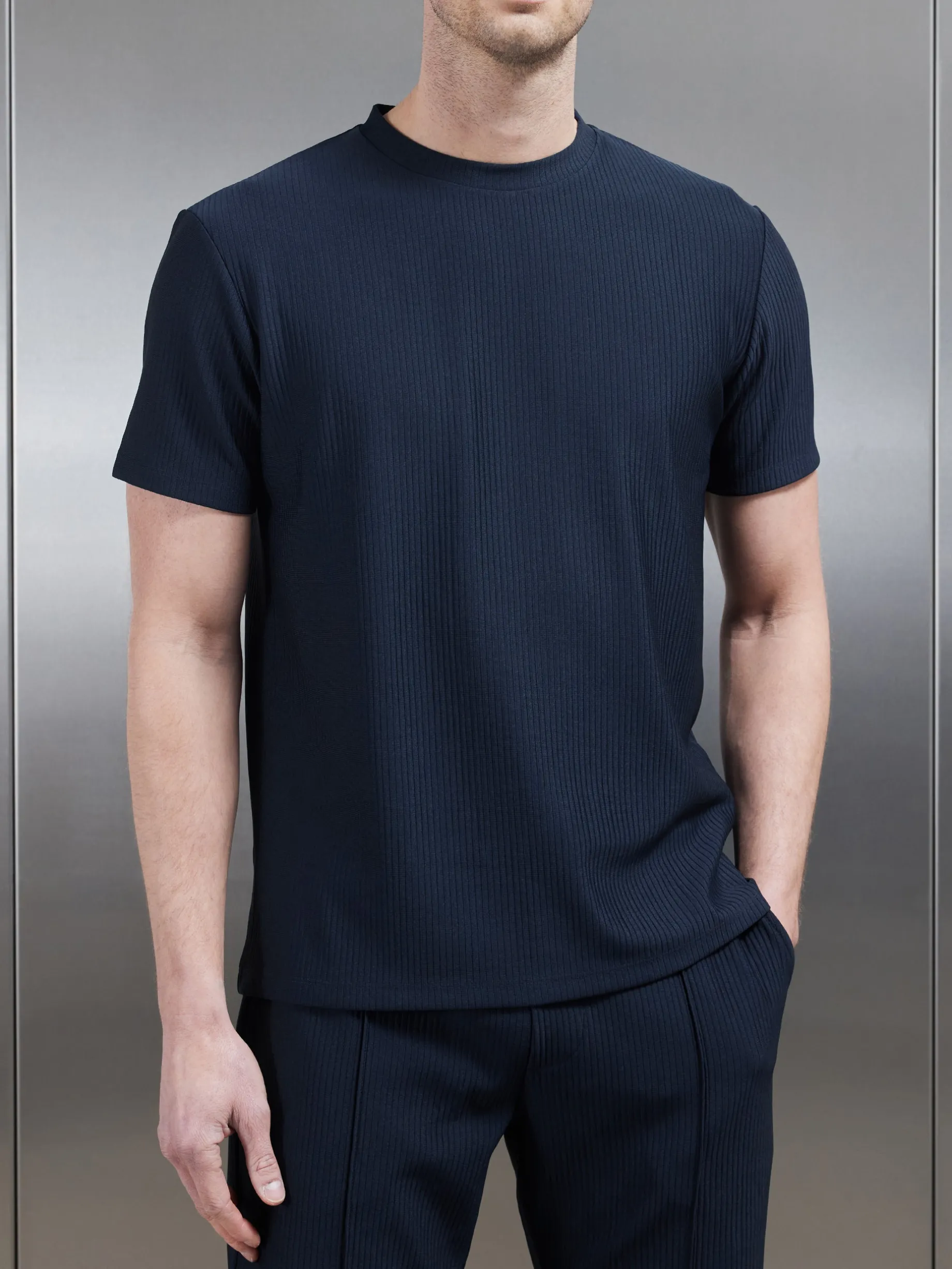 Pleated T-Shirt - Navy