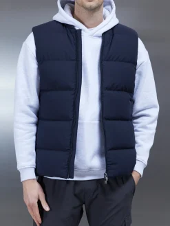 Quilted Bomber Gilet - Navy