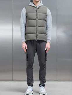 Quilted Bomber Gilet - Olive