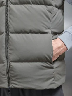 Quilted Bomber Gilet - Olive