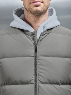 Quilted Bomber Gilet - Olive