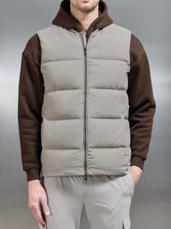 Quilted Bomber Gilet - Taupe