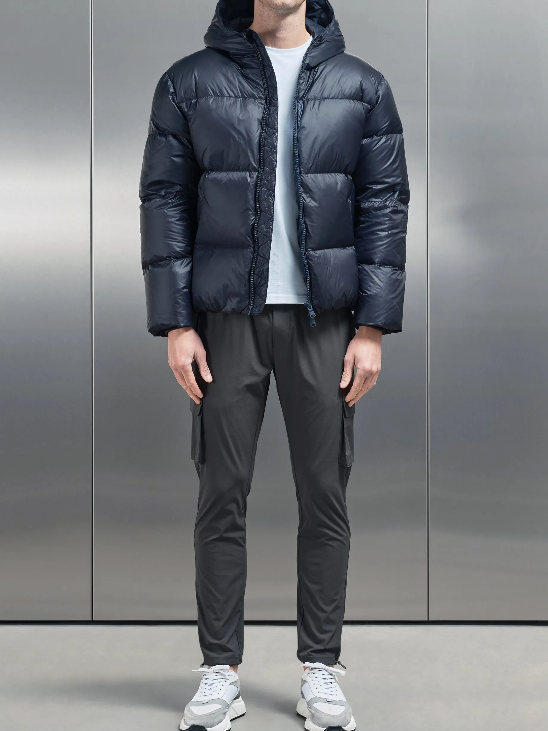 Quilted Down Jacket - Navy