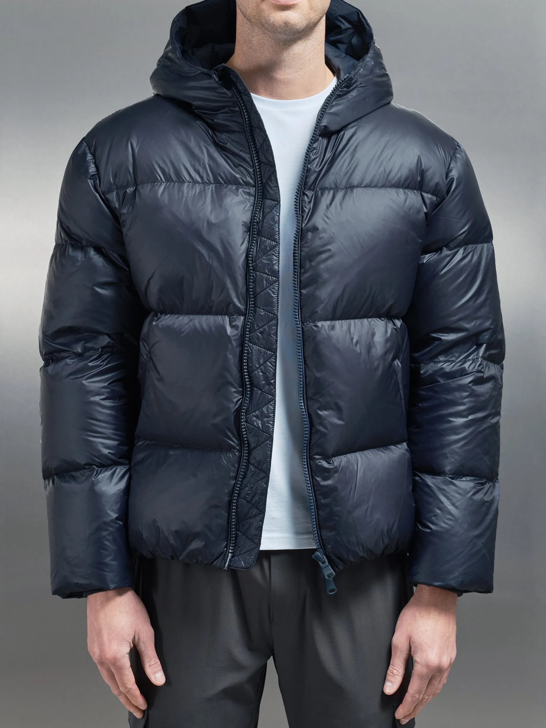 Quilted Down Jacket - Navy