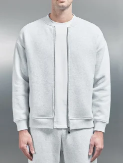 Relaxed Fit Bomber Jacket - Marl Grey