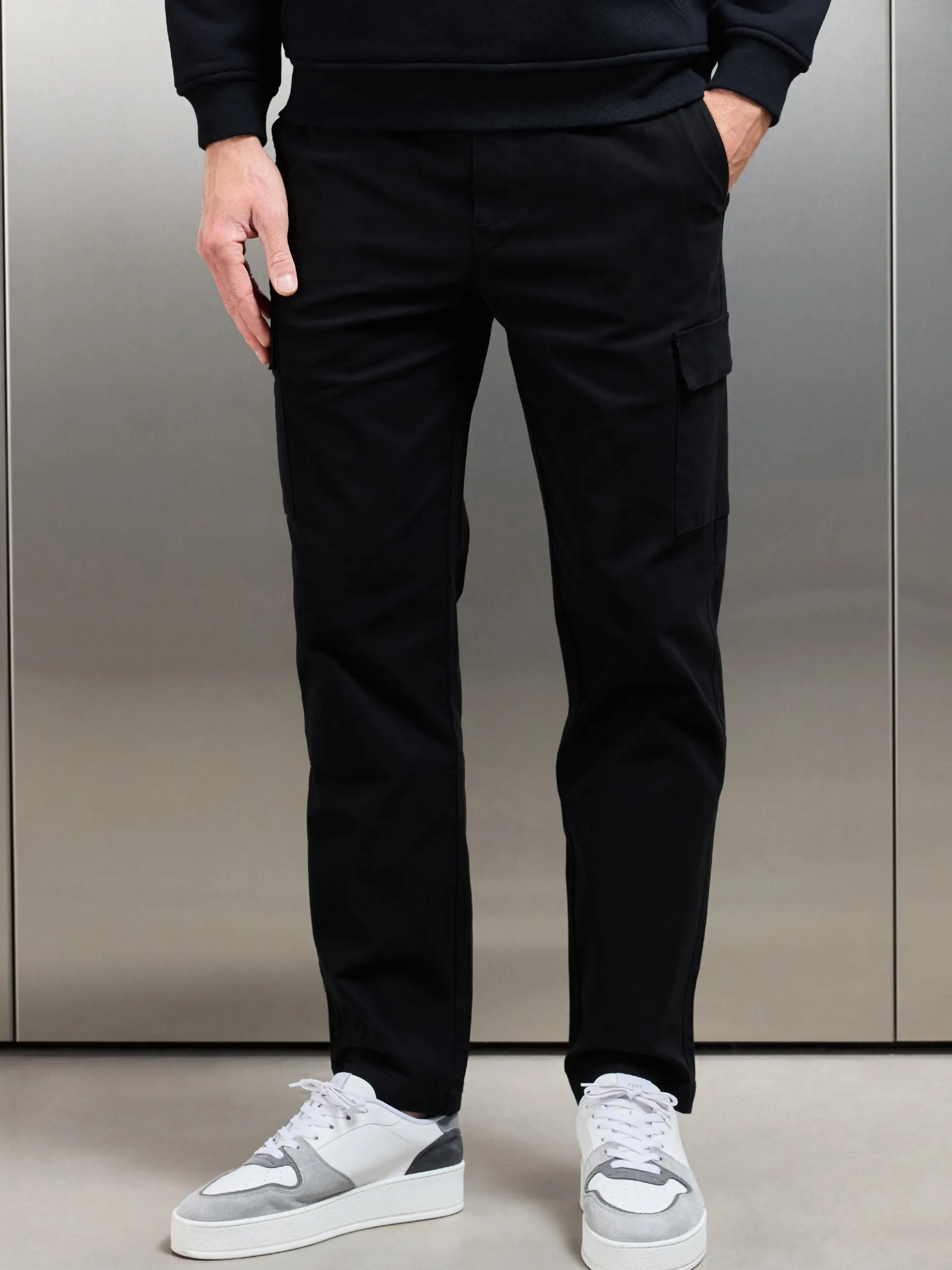 Relaxed Fit Cotton Cargo Pant - Black