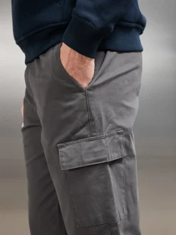 Relaxed Fit Cotton Cargo Pant - Grey