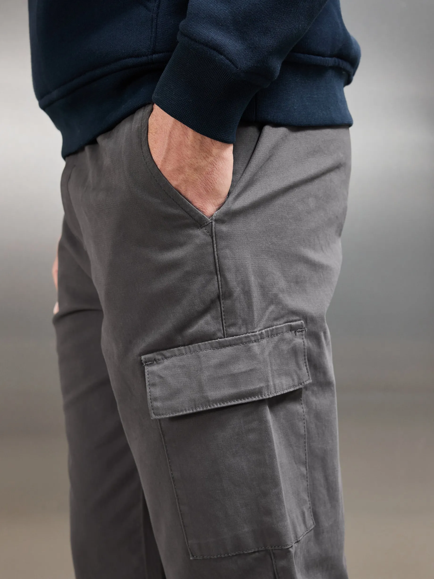 Relaxed Fit Cotton Cargo Pant - Grey