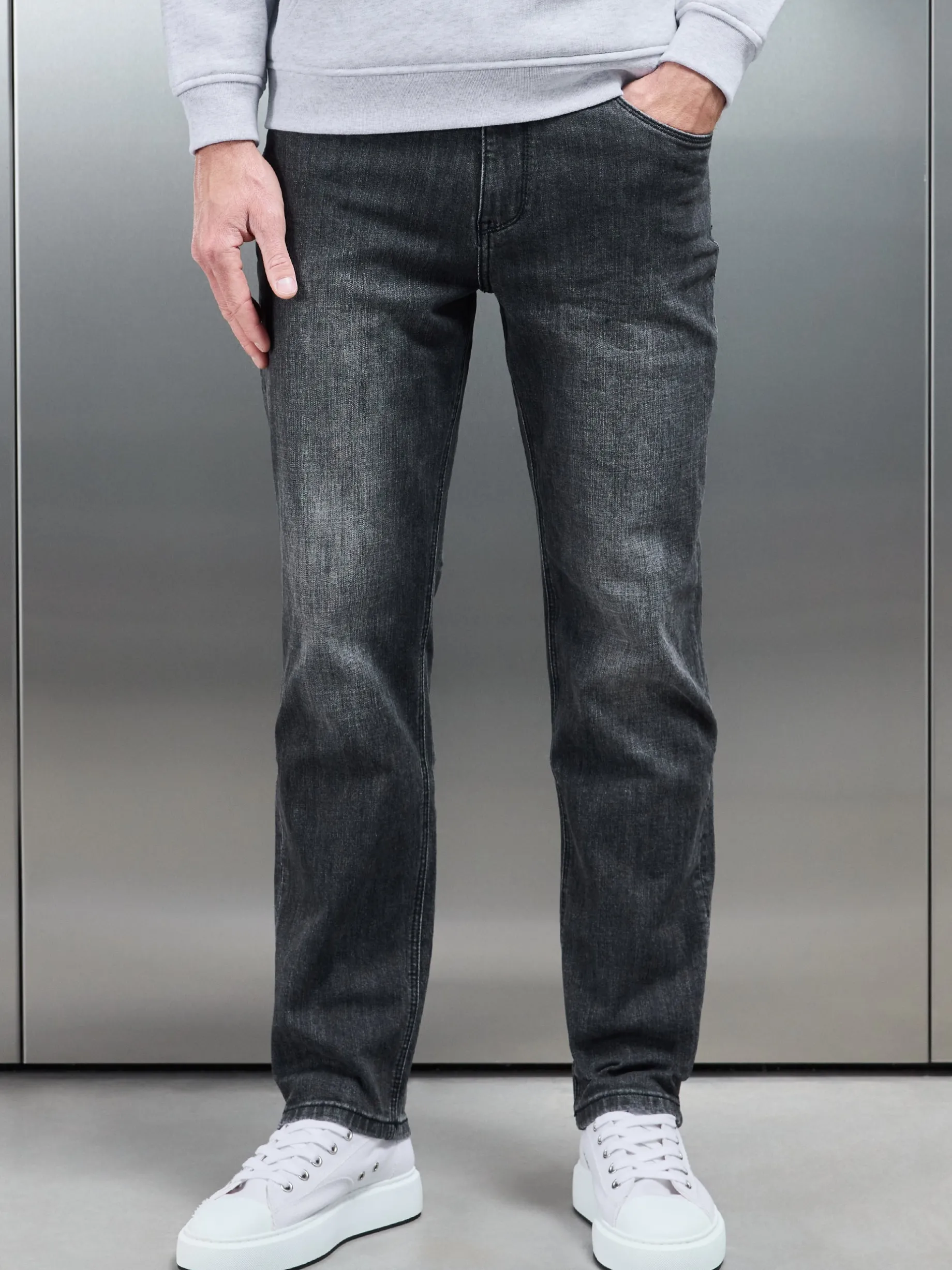 Relaxed Fit Denim Jeans - Grey Wash