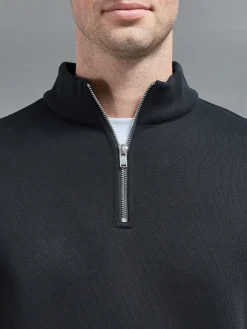 Relaxed Fit Half Zip - Black