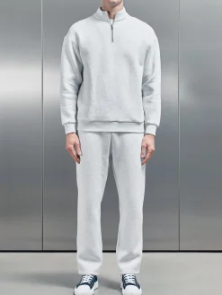 Relaxed Fit Half Zip - Marl Grey