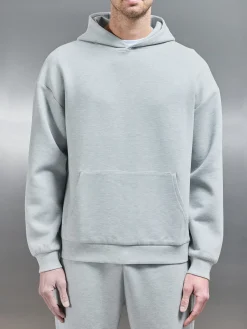 Relaxed Fit Knitted Hoodie - Marl Grey