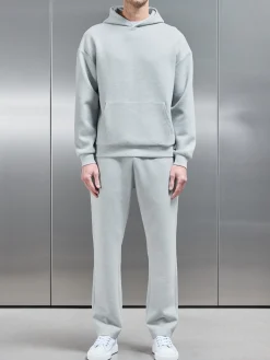 Relaxed Fit Knitted Hoodie - Marl Grey