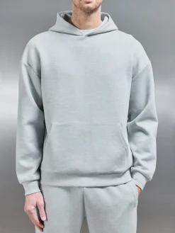 Relaxed Fit Knitted Hoodie - Marl Grey