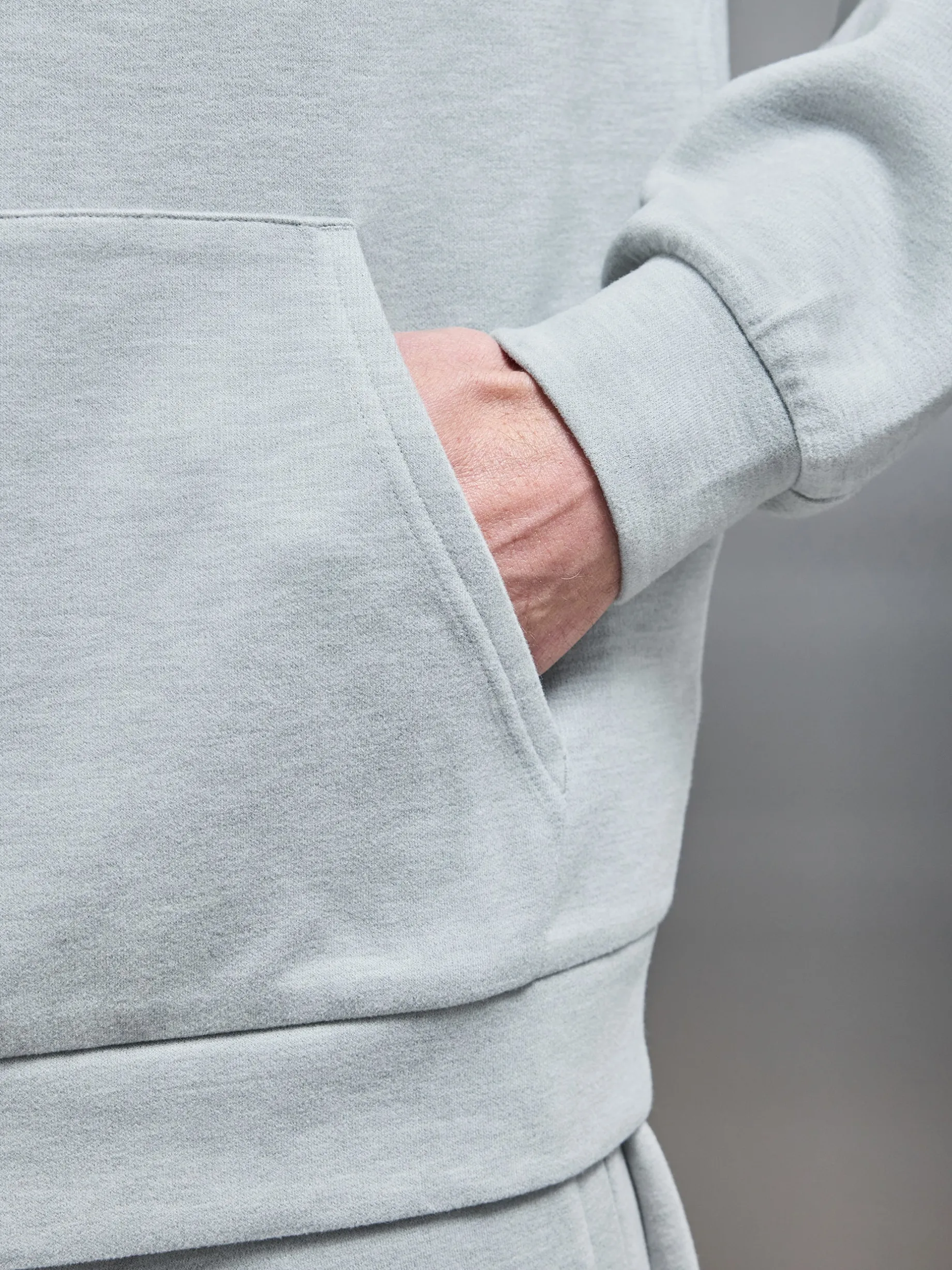 Relaxed Fit Knitted Hoodie - Marl Grey