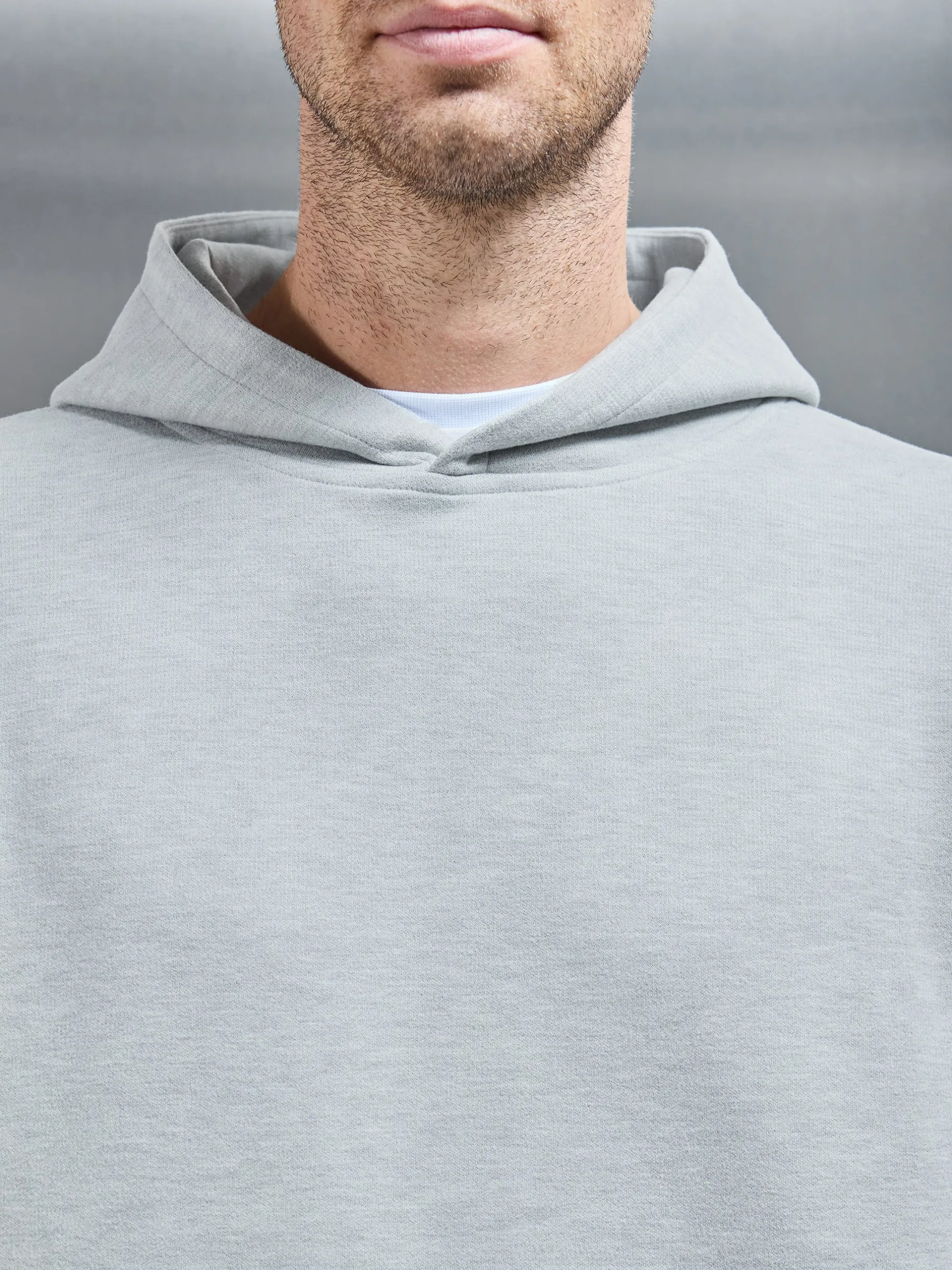 Relaxed Fit Knitted Hoodie - Marl Grey