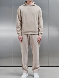 Relaxed Fit Knitted Hoodie - Stone