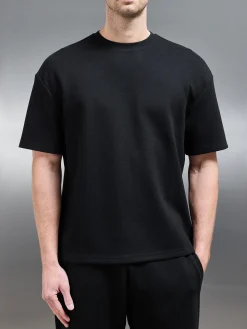 Relaxed Fit Knitted T-Shirt - Black
