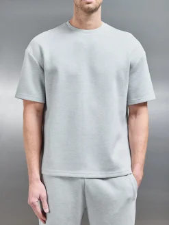 Relaxed Fit Knitted T-Shirt - Marl Grey