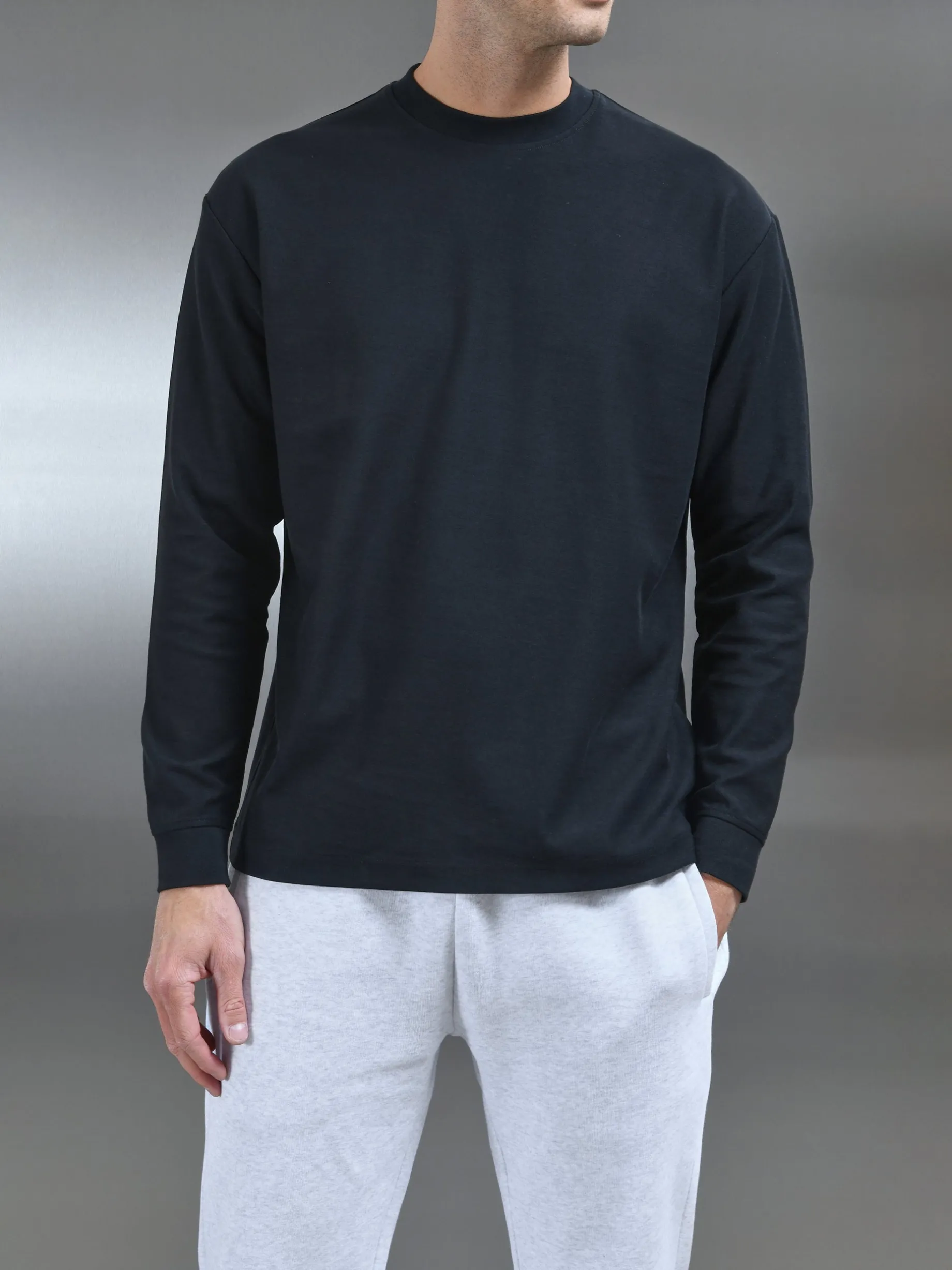 Relaxed Fit Long Sleeve T-Shirt - Black
