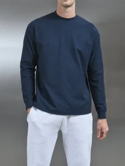 Relaxed Fit Long Sleeve T-Shirt - Navy