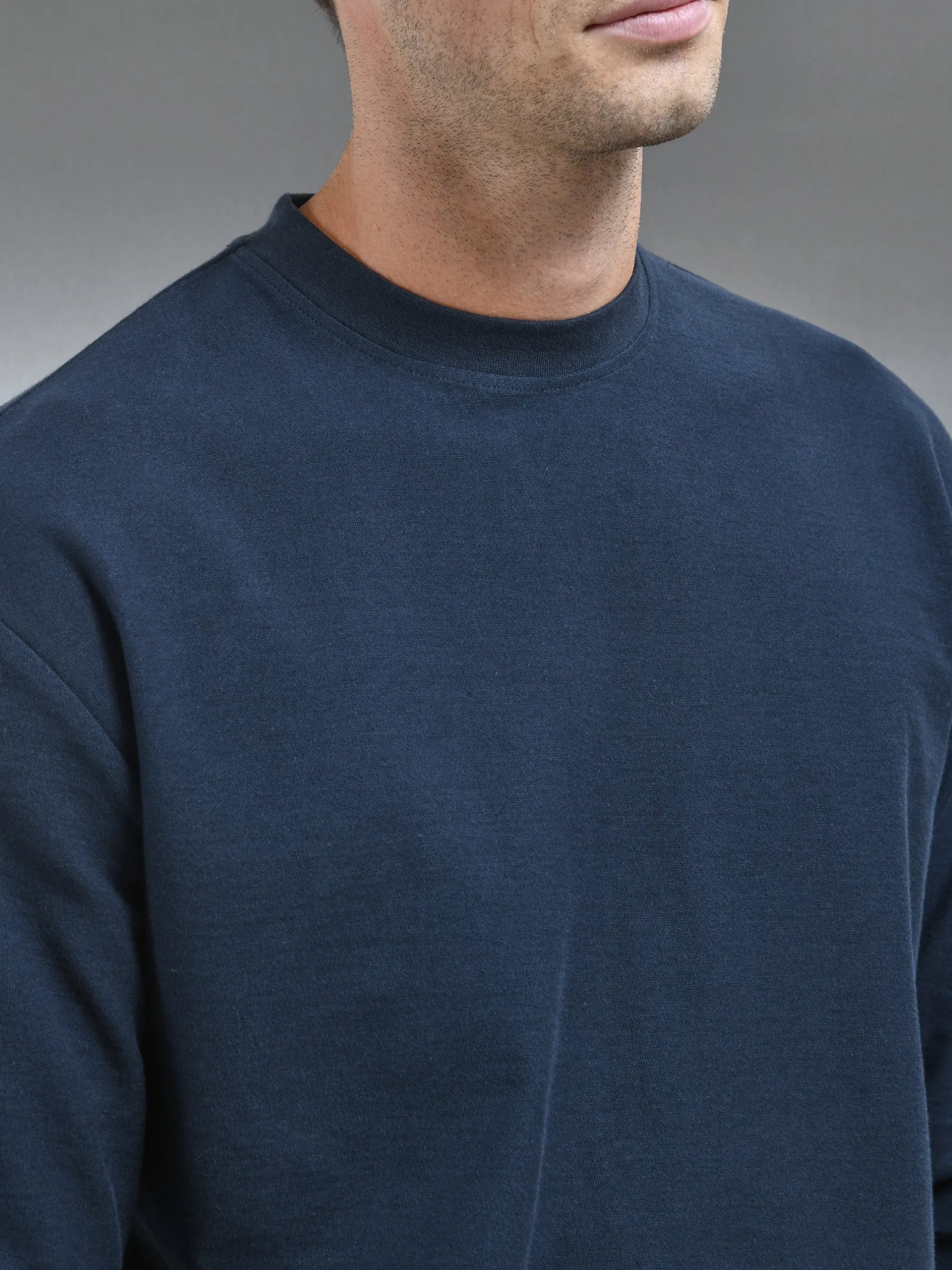 Relaxed Fit Long Sleeve T-Shirt - Navy