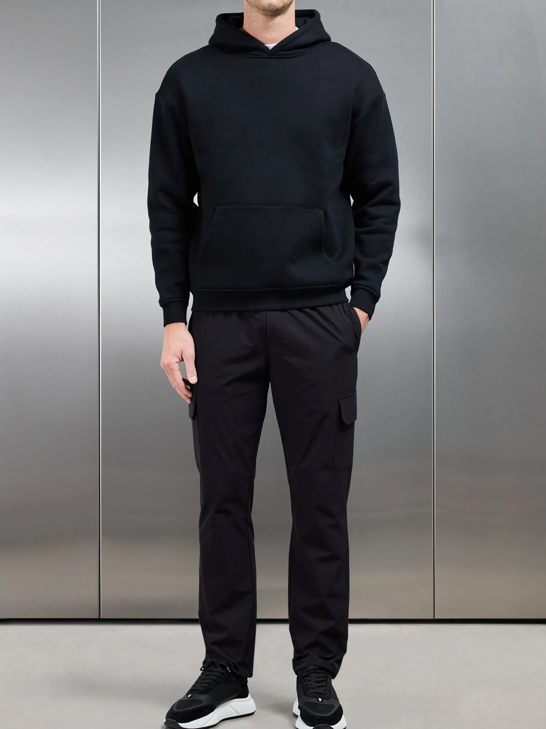 Relaxed Fit Nylon Cargo Pant - Black