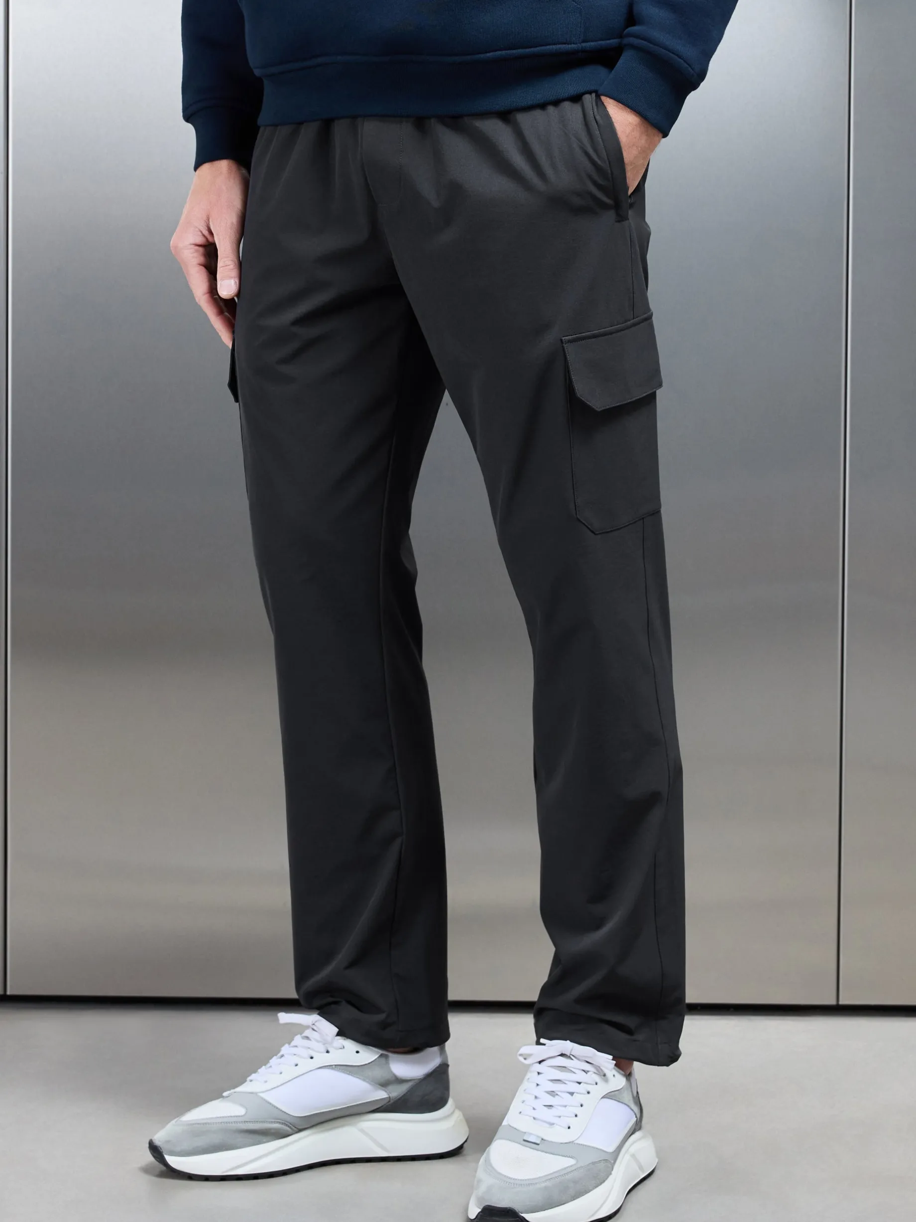 Relaxed Fit Nylon Cargo Pant - Grey